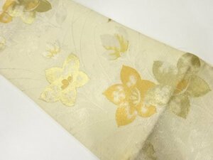 ys6905877; 絽草花模様織出し袋帯（材料）【アンティーク】【着】