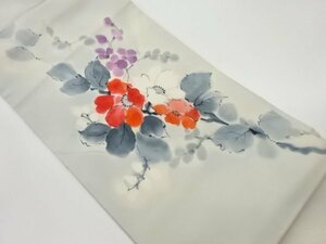 Art hand Auction ys6906217; Shiose patrón de flores pintado a mano Nagoya obi [usando], banda, Obi de Nagoya, A medida