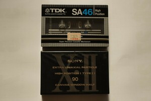 カセットテープ　ハイポジ　TDK　SA46、SONY　X・Ⅱ　90　2本セット