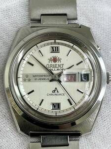 【M373】ORIENT COLLEGE 3つ星 21石 CHRONOACE 変り文字盤 SSケース 動作品 メンズ腕時計 中古 アンティーク