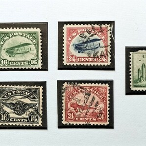 コ海外 アメリカ AIR POST STAMPS  7種【未使用1、使用済み6】の画像1