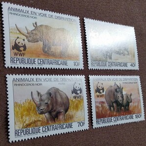 中央アフリカ 1983 サイ WWF （世界自然保護基金） 4完 未使用糊あり 動物 自然の画像7