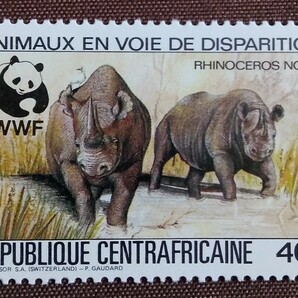 中央アフリカ 1983 サイ WWF （世界自然保護基金） 4完 未使用糊あり 動物 自然の画像4
