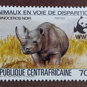 中央アフリカ 1983 サイ WWF （世界自然保護基金） 4完 未使用糊あり 動物 自然の画像5