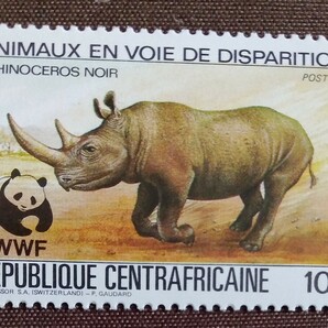 中央アフリカ 1983 サイ WWF （世界自然保護基金） 4完 未使用糊あり 動物 自然の画像3