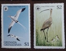 グレナダ　グレナディーン諸島　1978 WWF （世界自然保護基金）　鳥　7完 未使用糊あり ハチドリ　パープルマーティン　チドリ　カモ_画像4