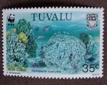 ツバル　1992 サンゴ　WWF （世界自然保護基金）　4完 未使用糊あり さんご礁　ブルーコーラル　海　さかな_画像6
