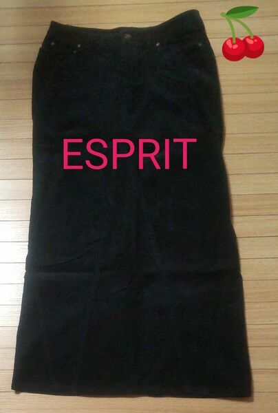 ESPRIT AUSTRALIA ロング スカート 黒 コーデュロイ size８ (ML位)【★察しクーポンで465円】