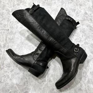 N ＊ 極上LEATHER使用 '高級感溢れる' HENRY BEGUELIN エンリーベグリン 本革 ロング ヒール ブーツ 革靴 ブーティー EU36 22.5cm 