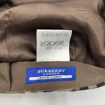 @ 良品 日本製 '洗礼されたデザイン' BURBERRY BLUE LABEL バーバリー ブルーレーベル WOOL チェック柄 ハンチング 帽子 頭囲57cm 婦人用_画像8