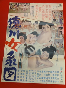 ub40055『徳川女系図』B2判ポスター 石井輝男　吉田輝雄　三浦布美子　谷ナオミ　辰巳典子　賀川雪絵　祝真理　三乃瀬愛