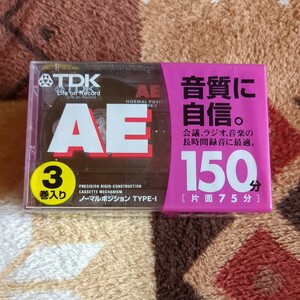 TDK cassette tape AE 3ps.@150 minute Showa Retro that time thing unopened goods normal position 