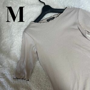 カットソー　Tシャツ　リブ　 半袖　M