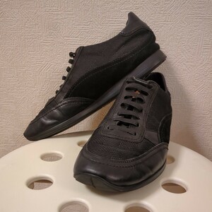 美品 ルイヴィトン スニーカー ブラック サイズ 8 ダミエ メンズ レザー スエード 黒 LOUIS VUITTON 靴