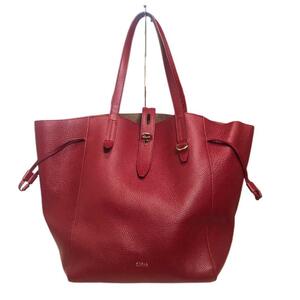  Furla metal fittings tote bag Turn lock leather red A4 storage possible 