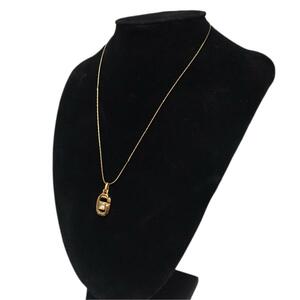  Vintage GIVENCHY necklace Gold color stone G Logo 