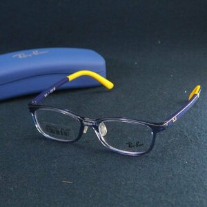 未使用品！Ray-Ban レイバン キッズ用メガネ ケース付き ブルー×イエロー 子供用 眼鏡 RB1615D 3907 48□16 140◆735f16