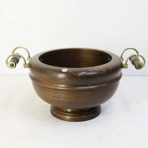  Italy made MAGGI MASSIMO* natural wood pot cover planter cover flower pot *maji*masimo antique style *628v18