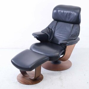  top class karimoku Karimoku RU73 THE FIRST The * First M size reclining chair ottoman attaching black original leather walnut 0*802h06