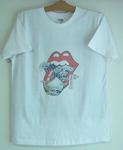 新品・送料込★ローリングストーンズ★白半袖★ベロ波★浮世絵★ROLLING STONES