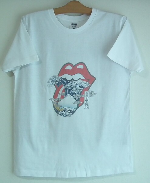 新品・送料込★ローリングストーンズ★白半袖★ベロ波★浮世絵★ROLLING STONES