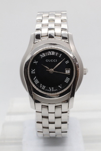 [GUCCI]5500L QUARTZ STAINLEES STEEL SWISS MADE б/у товар часы батарейка заменена 24.3.4