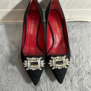 KURT GEIGER LONDON カートガイガーロンドン レディースパンプス ポインテッドトゥ 装飾付き 黒 ブラック 39サイズ