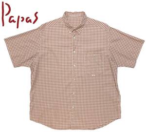 Papas 52 LL 半袖 チェック ボタンダウン シャツ パパス 日本製 WALL GUY SHIRT PAPAS