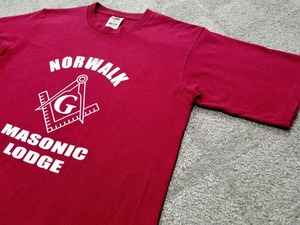 美品 90s後期 ~00s フリーメイソン FREEMASON “NORWALK MASONIC LODGE” Tシャツ 14‐16 XS ~ S 位