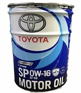 送料無料(沖縄、離島を除く)トヨタ純正 エンジンオイル 「トヨタ純正 MOTOR OIL SP 0W-16」 08880-14403 化学合成油 20Lペール缶 