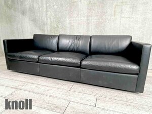 【1円開始】knoll/ノール■フィスターコレクション 3人掛けソファ■本革■ブラック■チャールズ・フィスター☆