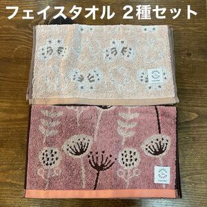 【新品】シーズンリーズン　フェイスタオル　花柄＆ちょうちょ柄　ちょうちょう　蝶々　北欧