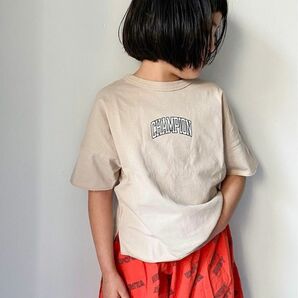 sale2680↓【120】チャンピオン × ナノユニバース Tシャツ ベージュ 男女兼用 