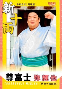 尊富士 弥輝也 「新十両」 レギュラーカード サブセット BBM 2024 大相撲カード