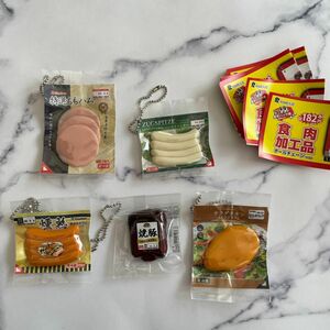 食肉加工品　ボールチェーン　ミニチュア真空パック風　ガチャ　コンプセット