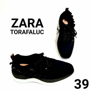 新品希少☆ZARA Trafaluc ザラ フラワー スパンコール☆ビジュー サテン 厚底 スニーカー 39入手困難 