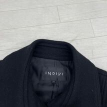 1397◎ 日本製 INDIVI インディヴィ トップス P コート ショート丈 ダブル 長袖 アンゴラ 混合 カジュアル 無地 ブラック レディース44_画像3