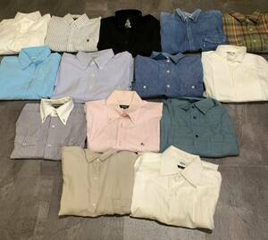 1円 ～ ▼ シャツ まとめ売り! '豪華15点セット' Burberry / Ralph Lauren / DAKS / Eddie Bauer 等 長袖 デニム ボタン ワイシャツ 紳士服