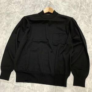 L ▼ 洗練されたデザイン!! '日本製' DAKS LONDON ダックス モックネック ウール100% ニット セーター size:M トップス BLK 紳士服