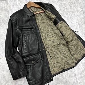 OO1 ＊ 極上LEATHER使用 '希少 ビンテージ' 裏地 総柄 本革 レザー ジャケット / コート size48 メンズ 紳士服 アウター 古着 