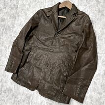 RRR ＊ 極上LEATHER使用 '漢の逸品' JOSEPH HOMME ジョセフオム 本革 羊革 ラムレザー テーラードジャケット 48 メンズ 紳士服 アウター_画像1