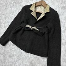 B ＊ '極上ウール100%' 着心地抜群 PLANTATION プランテーション 高品質 WOOL ベルト付き ジャケット sizeM レディース 婦人服 アウター_画像1