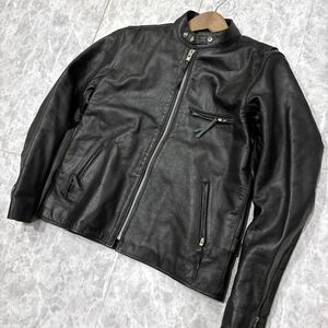 SSS ＊ 美品 極上LEATHER使用 '漢の逸品' FREEDOM フリーダム 本革 牛革 レザー シングルライダース ジャケット 46 メンズ アウター 