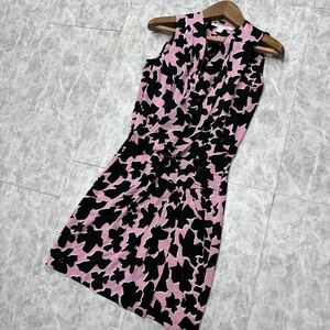 H ＊ 美品 '極上シルク100%' DIANE von FURSTENBERG ダイアンフォンファスティンバーグ SILK そうが ノースリーブ ワンピース size2