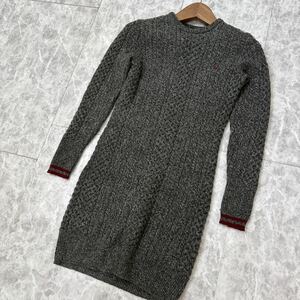 F ＊ 良品 国内正規品 '着心地抜群' FRED PERRY フレッドペリー 高品質 WOOL ケーブル編み ニット ひざ丈 ワンピース size36 レディース