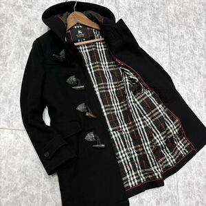 1円~ ＊ 国内正規品 '高級紳士服' BURBERRY BLACK LABEL バーバリー 裏地 チェック柄 中綿 カシミヤ混 メルトンウール ダッフルコート M