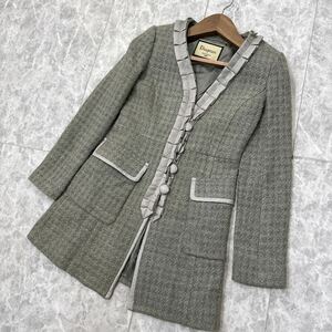 K ＊ 日本製 '高級感溢れる' Diagram ダイアグラム GRACE CONTINENTAL 高品質 WOOL ロング ノーカラー ジャケット 36 レディース 婦人服