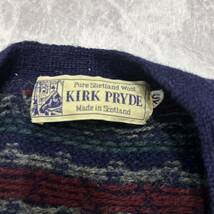 AA @ スコットランド製 '希少 ビンテージ' KIRK PRYDE カークプライド 長袖 カシミヤ WOOL ニット 総柄 カーディガン 40 トップス 古着 _画像6