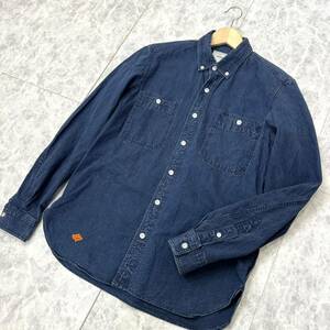 Y ☆美品/ 人気モデル!! '日本製' narifuri ナリフリ 長袖 COTTON100%生地 ボタンダウン デニムシャツ size:M メンズ トップス 紳士服 NVY