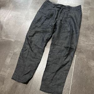 Y @ 日本製 '履き心地抜群' lideal リディアル Patal 高品質 LINEN テーパードパンツ size31 メンズ 紳士服 ボトムス 人気モデル 古着 